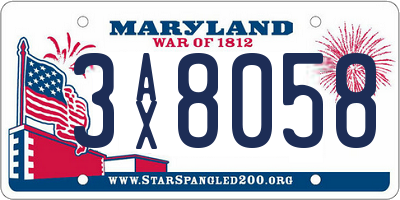 MD license plate 3AX8058