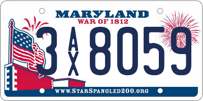 MD license plate 3AX8059