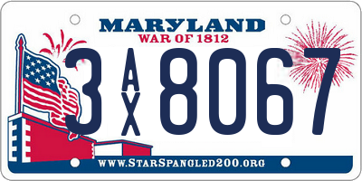 MD license plate 3AX8067