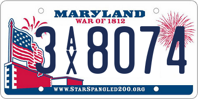 MD license plate 3AX8074