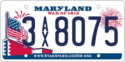 MD license plate 3AX8075