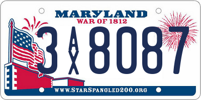MD license plate 3AX8087