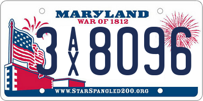 MD license plate 3AX8096