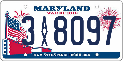 MD license plate 3AX8097