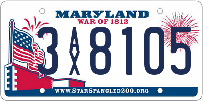 MD license plate 3AX8105