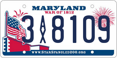 MD license plate 3AX8109