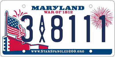 MD license plate 3AX8111