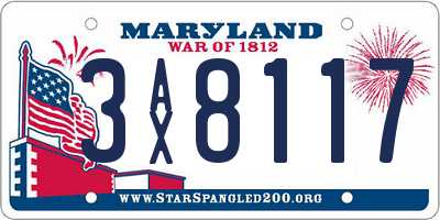 MD license plate 3AX8117