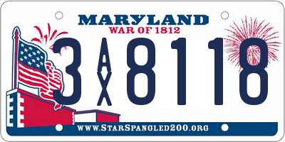 MD license plate 3AX8118