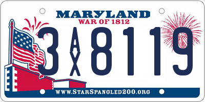 MD license plate 3AX8119