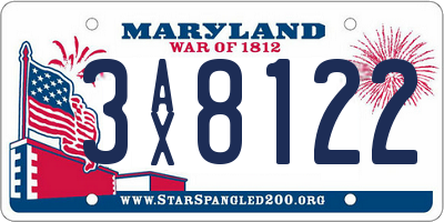MD license plate 3AX8122