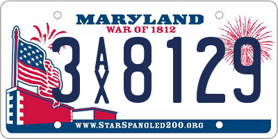 MD license plate 3AX8129