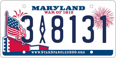 MD license plate 3AX8131