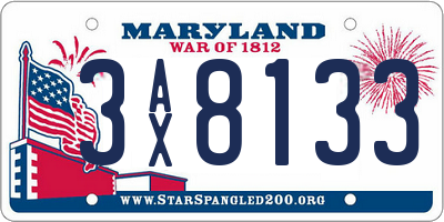 MD license plate 3AX8133
