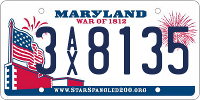 MD license plate 3AX8135