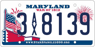 MD license plate 3AX8139