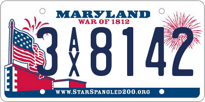 MD license plate 3AX8142
