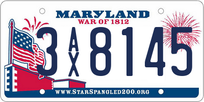 MD license plate 3AX8145