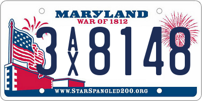 MD license plate 3AX8148