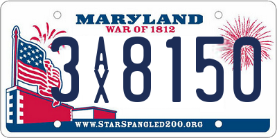 MD license plate 3AX8150