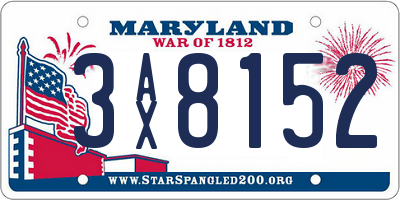 MD license plate 3AX8152