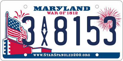 MD license plate 3AX8153