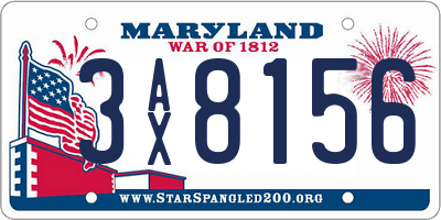 MD license plate 3AX8156