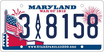 MD license plate 3AX8158