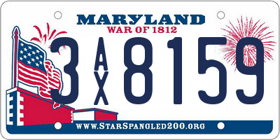MD license plate 3AX8159