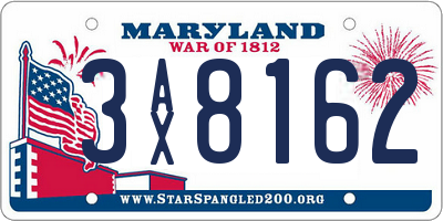 MD license plate 3AX8162