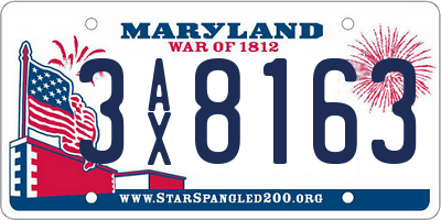 MD license plate 3AX8163