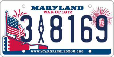 MD license plate 3AX8169