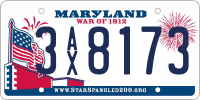 MD license plate 3AX8173