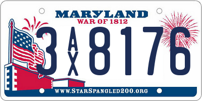 MD license plate 3AX8176