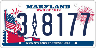 MD license plate 3AX8177