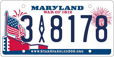 MD license plate 3AX8178
