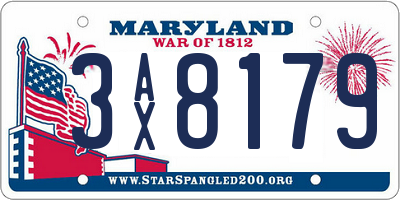 MD license plate 3AX8179