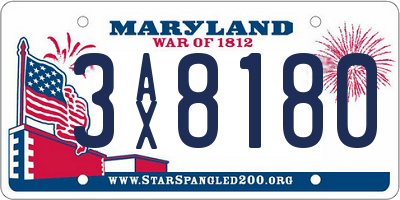 MD license plate 3AX8180
