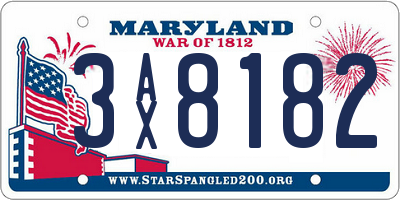 MD license plate 3AX8182