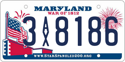 MD license plate 3AX8186