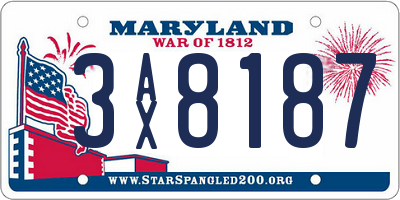 MD license plate 3AX8187