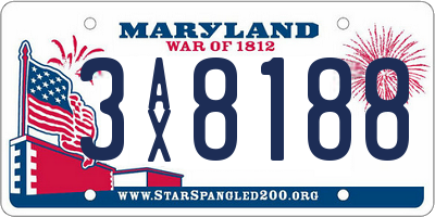 MD license plate 3AX8188