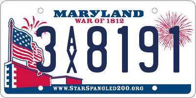 MD license plate 3AX8191