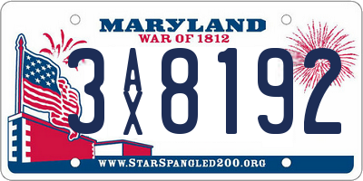 MD license plate 3AX8192