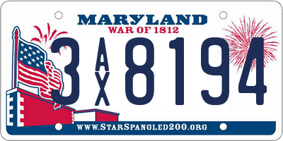 MD license plate 3AX8194