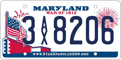 MD license plate 3AX8206