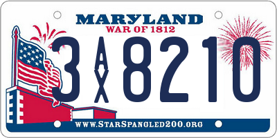 MD license plate 3AX8210