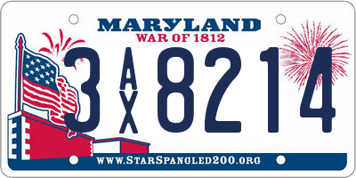 MD license plate 3AX8214