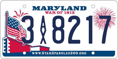 MD license plate 3AX8217
