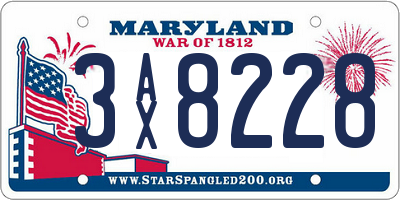 MD license plate 3AX8228